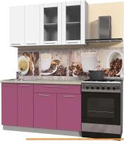 Кухня Интерлиния Мила Пластик 1.4 Б (гортензия гл/белый гл/опал светлый) картинка