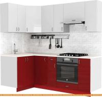 Кухня S-Company Клео глосc 1.2x2.2 левая (бургундский глянец/белый глянец) картинка