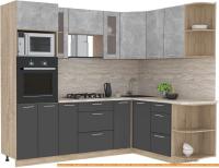Кухня Интерлиния Мила 1.68x2.4 правая (бетон-антрацит-травертин) картинка