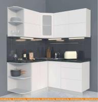 Кухня Интерлиния Мила Матте 1.5x1.6 А правая (белый-белый-кастилло тёмный) картинка