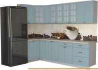 Кухня Интерлиния Мила Деко 1.2x2.7 (океан/травертин серый) картинка