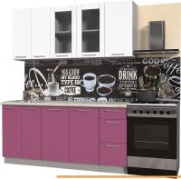 Кухня Интерлиния Мила Пластик 1.8 Б (гортензия гл/белый гл/опал светлый) картинка