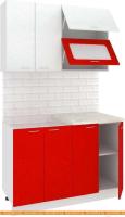 Кухня Кортекс-мебель Корнелия Мара 1.2м (белый/красный/марсель) картинка