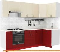 Кухня S-Company Клео глоcс 1.2x2.6 правая (бургундский глянец/ваниль глянец) картинка