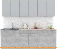 Кухня Интерлиния Мила Лайт 2.4 (серебристый-бетон-бискайская сосна) картинка