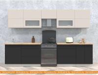 Кухня Интерлиния Мила Матте 3.2 Б (слоновая кость/пепел/травертин серый) картинка