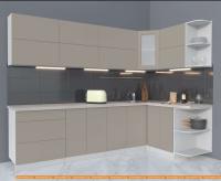 Кухня Интерлиния Мила Матте 1.5x2.8 А левая (луна/луна/травертин серый) картинка