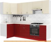 Кухня S-Company Клео глосc 1.2x2.8 левая (бургундский глянец/ваниль глянец) картинка