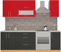 Кухня ВерсоМебель ВерсоЛайн 6-1.9 (красный чили/антрацит) картинка
