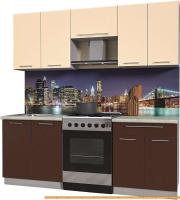 Кухня Интерлиния Мила Пластик 2.1 А (шоколад глянец/ваниль глянец/опал светлый) картинка