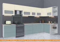 Кухня Интерлиния Мила Матте 1.5x3.7 Б правая (слоновая кость-океан-опал светлый) картинка