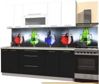 Кухня Интерлиния Мила Пластик 1.4 В (черный глянец/белый глянец/опал светлый) картинка