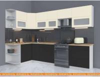 Кухня Интерлиния Мила Матте 1.5x3.0 Б правая (слон кость-пепел-травертин серый) картинка