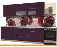 Кухня Интерлиния Мила Пластик 2.6 В (слива глянец-опал светлый) картинка