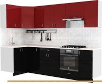 Кухня S-Company Клео глосc 1.2x2.8 левая (черный глянец/бургундский глянец) картинка