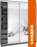 Шкаф-купе Кортекс-мебель Сенатор ШК12-45 Геометрия ДСП с зеркалом (береза/белый) картинка