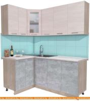 Кухня Интерлиния Мила 12x18 (вудлайн кремовый-бетон-бискайская сосна) картинка