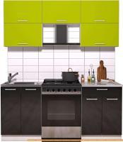 Кухня Интерлиния Мила Gloss 60-18 (яблоко/черный глянец) картинка