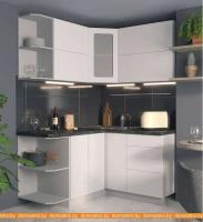 Кухня Интерлиния Мила Матте 1.5x1.4 А правая (белый-белый-кастилло тёмный) картинка