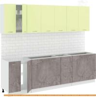 Кухня Кортекс-мебель Корнелия Лира 2.6 без столешницы (салатовый/оникс) картинка