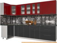 Кухня Интерлиния Мила Пластик 1.2x3.1 (антрацит гл/красный гл/кастилло темный) картинка