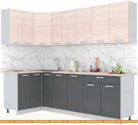 Кухня Интерлиния Мила Лайт 1.2x2.5 (вудлайн кремовый-антрацит-бискайская сосна) картинка