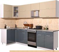 Кухня Интерлиния Мила Gloss 50-12x27 (ваниль/асфальт глянец) картинка
