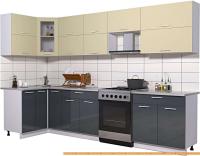 Кухня Интерлиния Мила Gloss 60-12x31 (ваниль/асфальт глянец) картинка