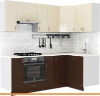 Кухня S-Company Клео глосc 1.2x2.2 правая (коричневый глянец/ваниль глянец) картинка