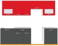 Кухня ВерсоМебель Эко-6 2.6 (антрацит/красный чили) картинка