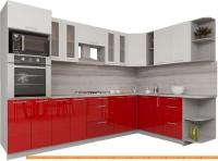 Кухня Интерлиния Мила Gloss 1.88x3.0 правая (белый-красный) картинка