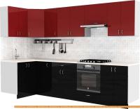 Кухня S-Company Клео глосc 1.2x3.0 левая (черный глянец/бургундский глянец) картинка
