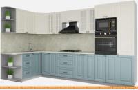 Кухня Интерлиния Мила Деко 1.68x3.4 левая (слоновая кость-океан-опал светлый) картинка