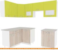 Кухня ВерсоМебель Эко-6 1.4x2.7 правая (ясень шимо светлый/зеленый лайм) картинка