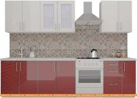 Кухня ВерсоМебель ВерсоЛайн 7-2.3 (белый 001/темно-красный 018) картинка