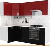 Кухня S-Company Клео глоcс 1.2x2.4 левая (черный глянец/бургундский глянец) картинка