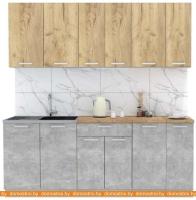 Кухня Интерлиния Мила Лайт 2.1 (дуб золотой-бетон-дуб бунратти) картинка