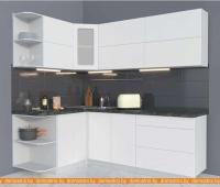 Кухня Интерлиния Мила Матте 1.5x2.2 А левая (белый/белый/опал светлый) картинка