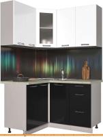 Кухня Интерлиния Мила Пластик 1.2x1.4 (черный глянец/белый глянец/опал светлый) картинка