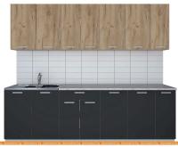 Кухня Интерлиния Мила Лайт 2.5 (дуб золотой-антрацит-дуб бунратти) картинка