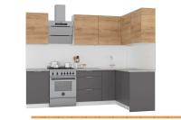 Кухня Интермебель Микс Топ-22 2x1.42м прав (дуб кр зол-графит сер-дуб кр зол) картинка