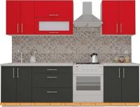 Кухня ВерсоМебель ВерсоЛайн 2-2.1 (красный чили/антрацит) картинка
