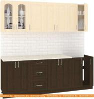 Кухня Кортекс-мебель Корнелия Ретро 2.2м (венге светлый/венге/мадрид) картинка