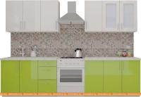 Кухня ВерсоМебель ВерсоЛайн 7-2.4 (белый 001/лайм яркий 026) картинка
