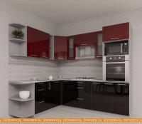 Кухня Интерлиния Мила Gloss 1.88x2.4 левая (бордовый-черный) картинка
