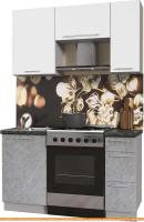 Кухня Интерлиния Мила Пластик 1.4 А (мрамор/белый глянец/кастилло темный) картинка