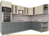 Кухня Интерлиния Мила Gloss 1.88x3.0 правая (ваниль-асфальт) картинка