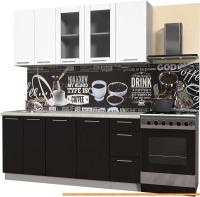 Кухня Интерлиния Мила Пластик 1.8 Б (черный глянец/белый глянец/опал светлый) картинка