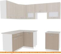 Кухня ВерсоМебель Эко-5 1.4x2.2 левая (крослайн латте/крослайн карамель) картинка