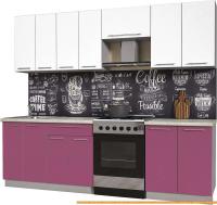 Кухня Интерлиния Мила Пластик 2.5 А (гортензия гл/белый гл/опал светлый) картинка